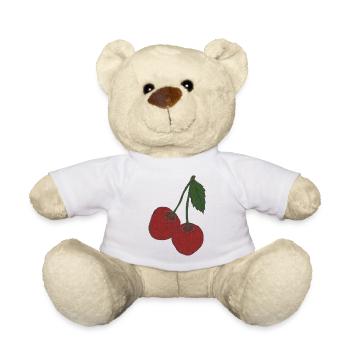 Tissu de cerises - Nounours - blanc - Devant