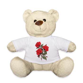 3 Rote Rosen Vintage Cool Floral Flowers Lover Wortspiel - Teddy - Weiß - Vorne