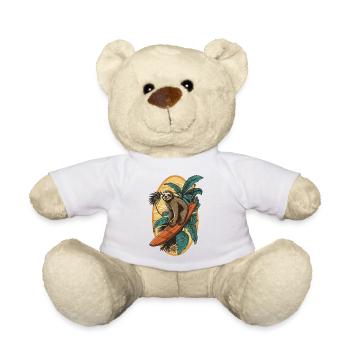 Surfing Sloth - Teddy Bear - white - Front