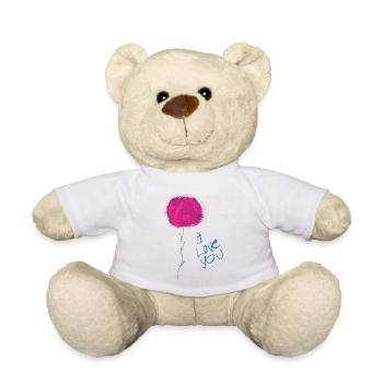 Abstract floral illustration with love message - Teddy Bear - white - Front