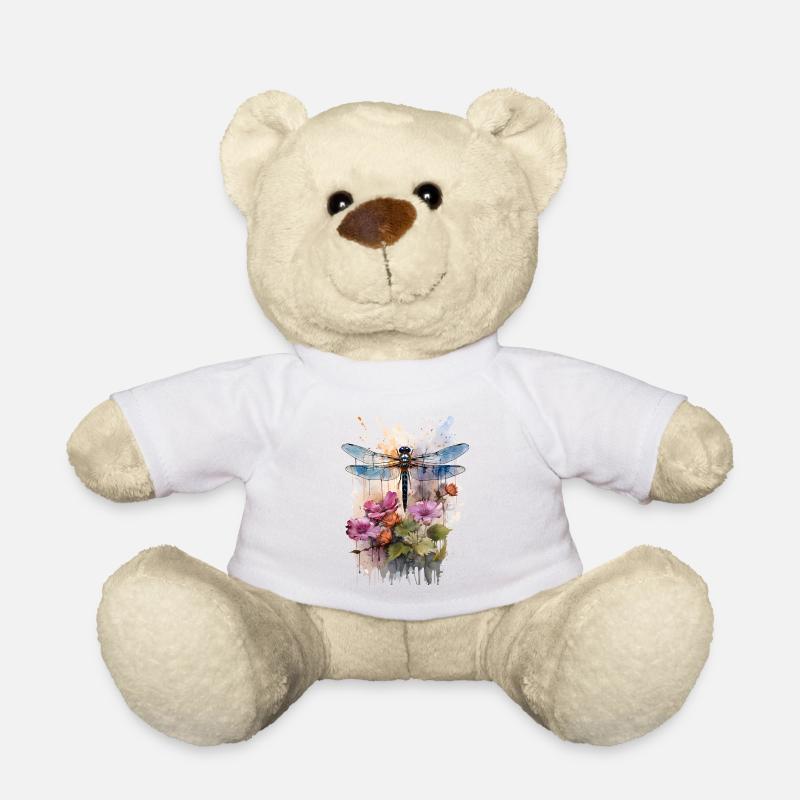 Libelle als Aquarell Kunstwerk - Teddy - Weiß