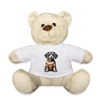Hund mit Pullover - Teddy - Weiß - Vorne