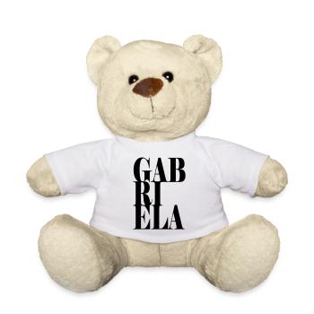 Gabriela Nom Prénom Police moderne Word Art - Nounours - blanc - Devant