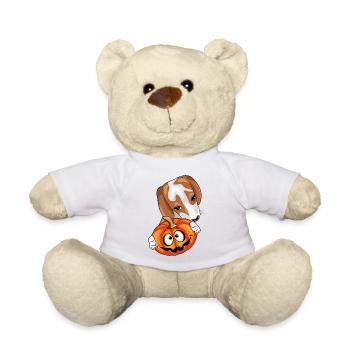 Beagle with pumpkin - Teddy Bear - white - Front