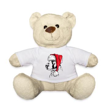 Santa English Bull Terrier Christmas Wilsigns - Teddy Bear - white - Front