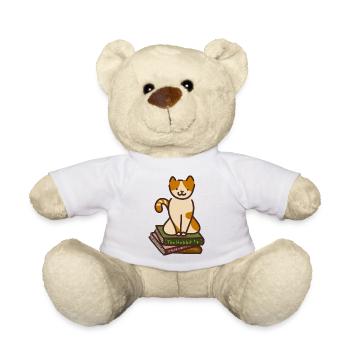 Katze auf Büchern - Teddy - Weiß - Vorne