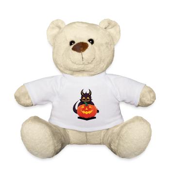 Halloween Devil Monster with Pumpkin Head - Teddy Bear - white - Front