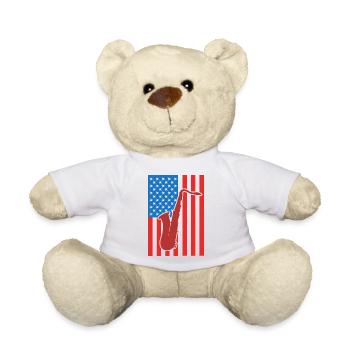 Saxophone États-Unis Drapeau - Nounours - blanc - Devant