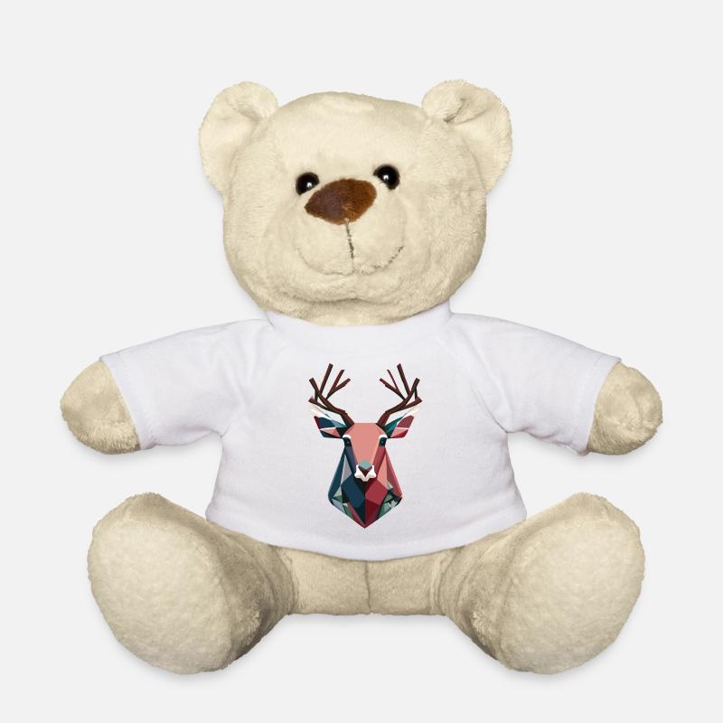Geometric Deer - Teddy Bear - white