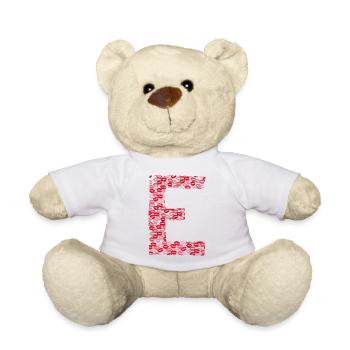 Lettre E - tshirt bisous - Nounours - blanc - Devant