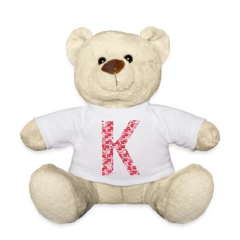 Lettre K - kiss bisous t-shirt - Nounours - blanc - Devant