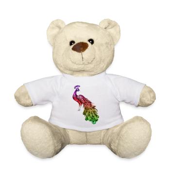 peacock bird colorful beautiful fantasy colorful - Teddy Bear - white - Front