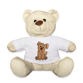 Un chiot se lie d’amitié avec une coccinelle - Nounours - blanc - Devant