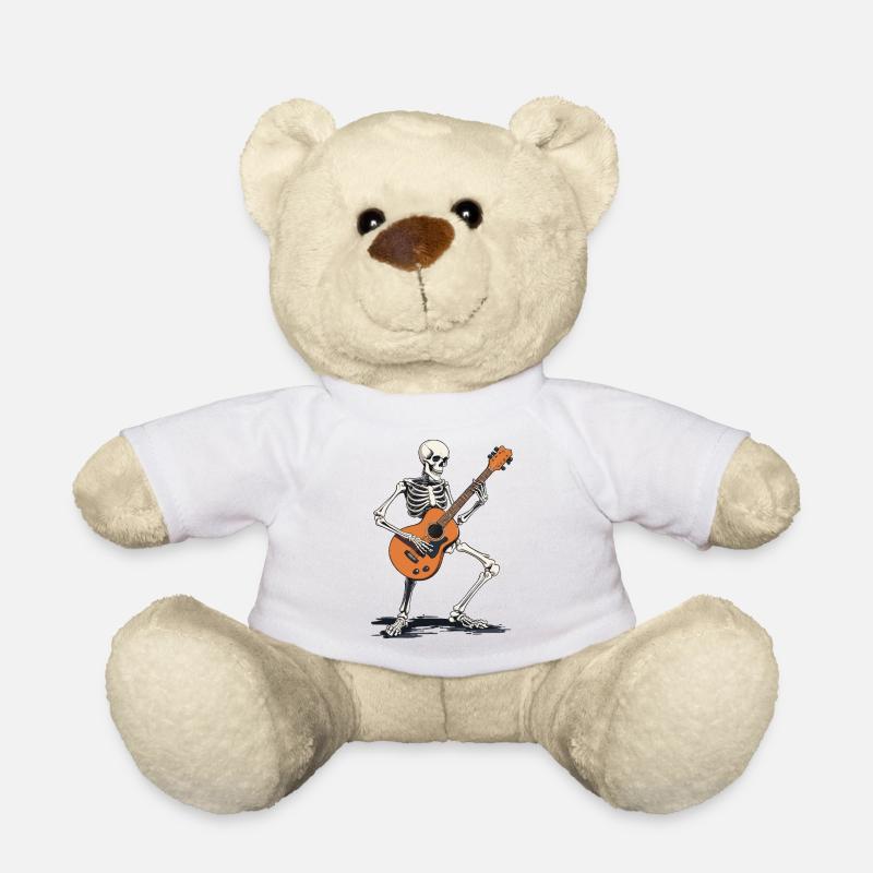 Skelett mit Gitarre - Teddy - Weiß