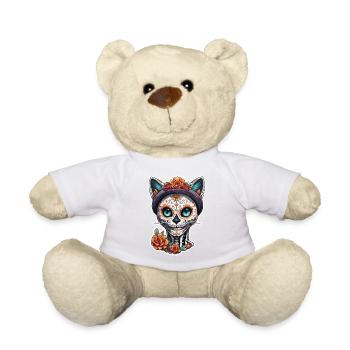 La Catrina / Tatouage / Mexique / Animal / Chat - Nounours - blanc - Devant