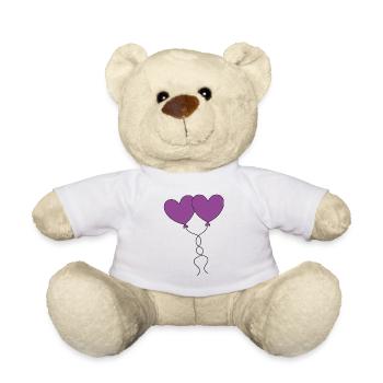 Coeur Violet ballon, ballon, Saint-Valentin - Nounours - blanc - Devant