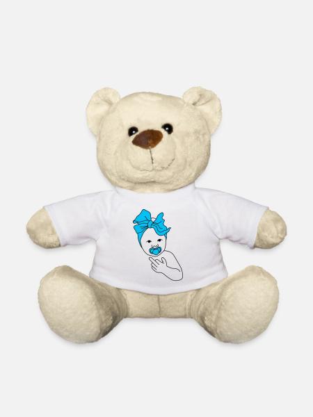 baby middlefinger blue - Teddy - Weiß