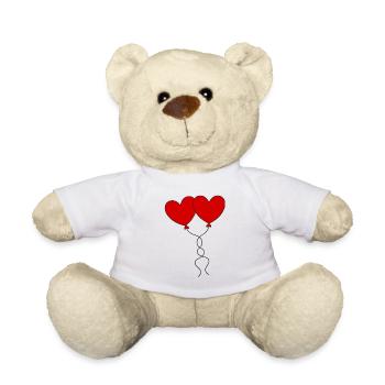 rotes Herz rot Geschenk Valentinstag - Teddy - Weiß - Vorne