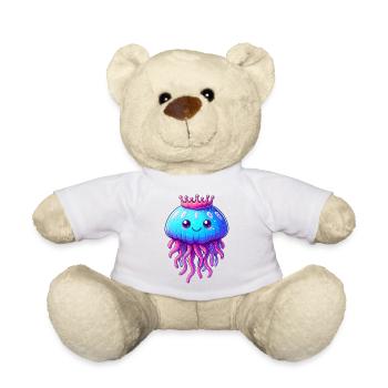 A jellyfish with a crown - Teddy Bear - white - Front