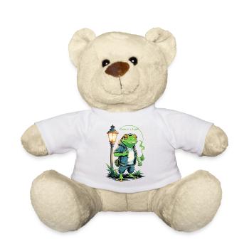 Grüner Frosch mit Hanfblatt - Teddy - Weiß - Vorne