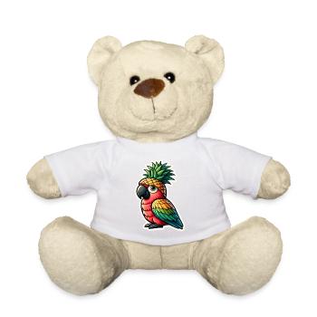 Little cute parrot with pineapple hat - Teddy Bear - white - Front
