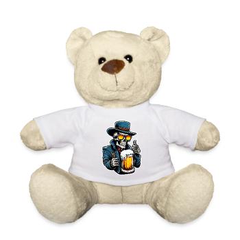 Skull / Skull / Skeleton / Gothic / Beer - Teddy Bear - white - Front
