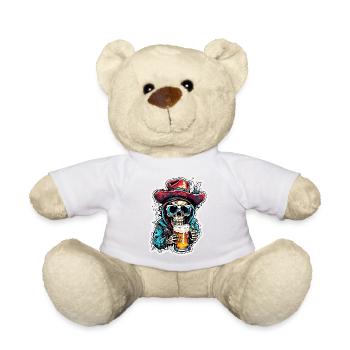 Skull / Totenkopf / Skelett / Gothic / Bier - Teddy - Weiß - Vorne