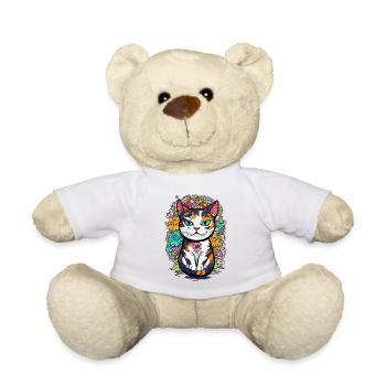 Floral cat - Teddy Bear - white - Front
