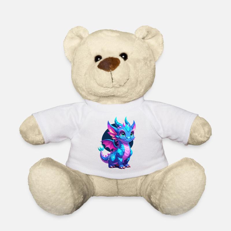 Cute Blue Scaled Dragon - Teddy Bear - white