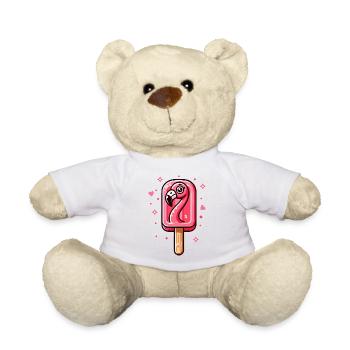 niedliches Flamingo-Eis-Motiv für den Sommer - Teddy - Weiß - Vorne