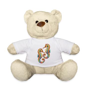 Two pretty decorative seahorses - Teddy Bear - white - Front