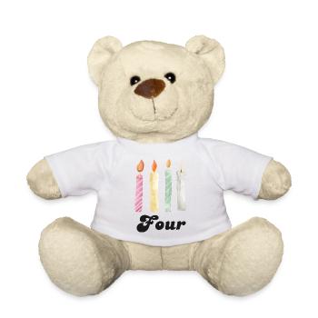 4e anniversaire bougie - Nounours - blanc - Devant
