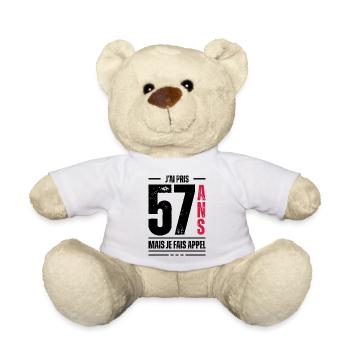 jai 57 ans / t-shirt 57 ans / cadeau 57 ans - Nounours - blanc - Devant