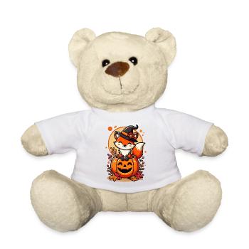 Halloween-Fuchs im Kürbis:Süßer Gruselspaß - Teddy - Weiß - Vorne