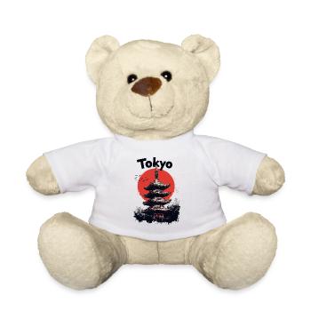 Tokio Japan Pagode Stadt Skyline Sonne Berg - Teddy - Weiß - Vorne