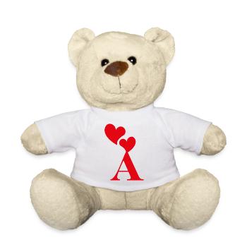 Red Heart Letter - Teddy Bear - white - Front