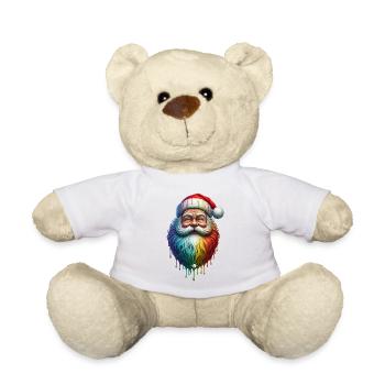 09 Weihnachtsmann Regenbogen Farben Farbtropfen - Teddy - Weiß - Vorne