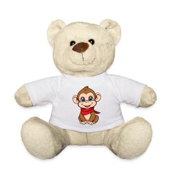 Cute Monkey Red Bandana - Teddy Bear - white - Front
