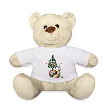 kreative Weihnachts-Schnecke – Festlich geschmückt - Teddy - Weiß - Vorne