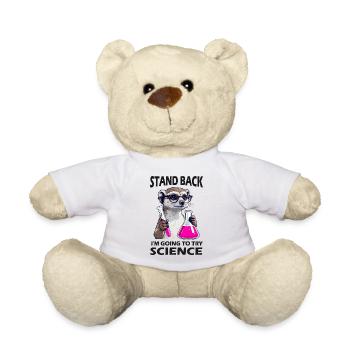 Prendre du recul - un suricate s’essaie à la science - Nounours - blanc - Devant