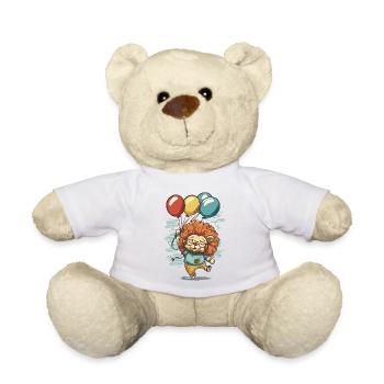 Skurriler Flug: Löwe mit Luftballons - Teddy - Weiß - Vorne