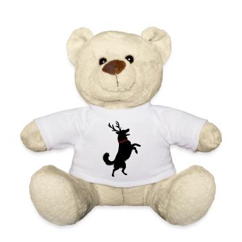 Dog with Reindeer Antlers – Funny Xmas Design - Teddy Bear - white - Front