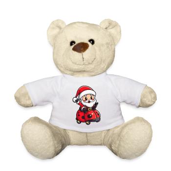 coccinelle Père Noël dessin animé - Nounours - blanc - Devant