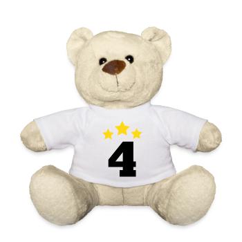 4 ans étoile - cadeau de 4e anniversaire - Nounours - blanc - Devant