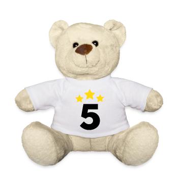 5 Year Star - 5th Anniversary Gift - Teddy Bear - white - Front