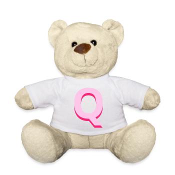 Lettre q rose pop et moderne - Nounours - blanc - Devant