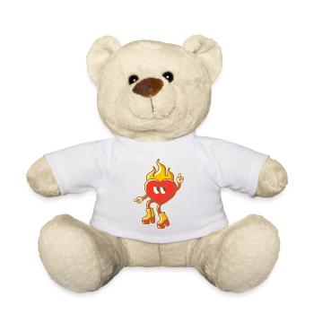 Coeur enflammé rétro avec des bottes groovy - Nounours - blanc - Devant