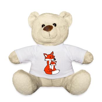 2 Foxes Mother Red Fox Little Child Father Mom - Teddy Bear - white - Front