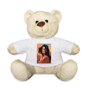 black hairy beautiful woman - Teddy Bear - white - Front
