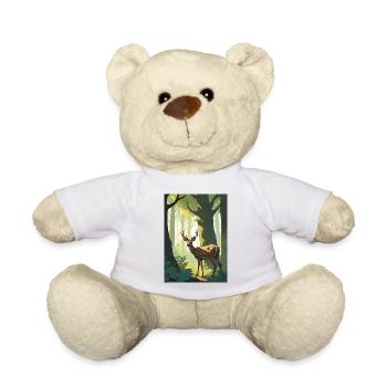 Hirsch im Wald Grün - Teddy - Weiß - Vorne